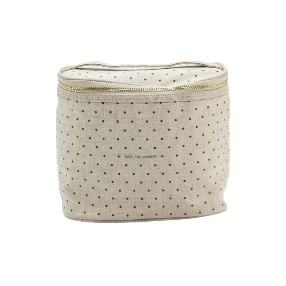 Kate Spade New York Womens Polka Dot Top Handle Lunch Bag Beige Black